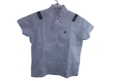 【美品】adidas(アディダス) ハーフジップ半袖ウインドブレーカー 白 レディース M ゴルフ用品 2405-0256 中古