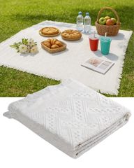 【在庫処分】mat picnic ブランケット コンパクト キャンプ おしゃれ 折りたたみ A 1人～4人用 布製 (ホワイト ピクニックマット ピクニックシート 130cm×180cm) レジャーシート LIFANDY
