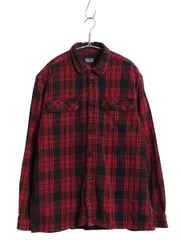 【お得なクーポン配布中!】 パタゴニア ロングスリーブ フィヨルド フランネル シャツ メンズ М 程/ チェック ヘビーウェイト ネルシャツ ボックス 長袖シャツ 赤 黒