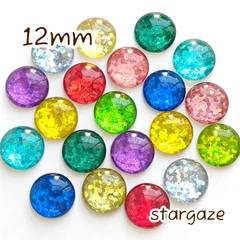 【 10個 】 12mm ガラスカボション ぷっくり キラキラプリズム
