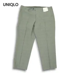 新品★ UNIQLO ユニクロ 春夏 感動パンツ グレンチェック ウルトラライト スラックス パンツ Sz.105 メンズ 灰 大きい 特大