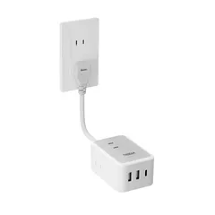 延長コード 短い 20cm usb たこあしコンセントタップ 電源タップ usb テーブルタップ 0.2m TESSAN 3個AC口 1個タイプC 2個タイプAポート電源コード マルチタップ type-c タコ足配線 分岐 oaタップ 壁掛け式/卓上に 1