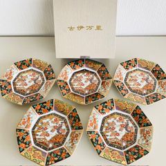 有田焼　古伊万里　八角銘々皿　青藍　5枚セット
