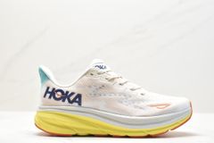 [ホカオネオネ] HOKA ONE ONE CLIFTON 9 ワイド ランニングシューズ 厚底 男女兼用 イエロー＆ホワイト ロード・マラソン対応#わふうひゃっぽうばこ