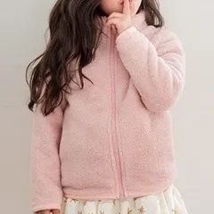 在庫処分中 宅配便[ピンク/110(身長100-105cm)] フリース  ジップアップ