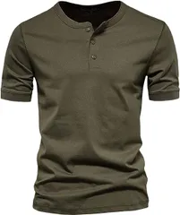 Tシャツ 半袖 メンズ ヘンリーネックサーマルカットソーT トレーニングウェア インナーシャツ Vネック トップス ストレッチ 無地 夏服  yifengyu01-duanxiu