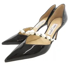 ジミーチュウ JIMMY CHOO オーレリー 85 セパレートパンプス エナメルレザー ポインテッドトゥ フェイクパール 40 黒 ブラック /UO