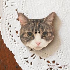 アトリエ ボヌール ドゥ ジュール フランス 製 木製ボタン ねこのペルル Perle ボタン アトリエボヌールドゥジュール 手芸 雑貨 小物 ねこ ネコ 猫