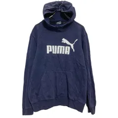 PUMA プリントスウェット パーカー M ネイビー プーマ 裏起毛 古着卸 アメリカ仕入 a702-6189