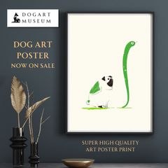 【福 寿（2025年） - パグ犬 No.2】ジークレー版画＊名入れOK！ 巳年・蛇・謹賀新年・賀正・新春・迎春・子犬・ペットロス・うちの子・記念日・アートポスター・犬の絵・犬のイラスト・ギフト・プレゼント