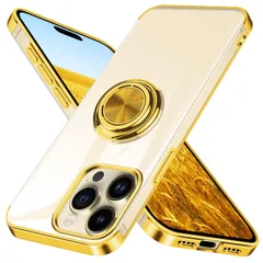 【★数量限定★】iPhone 15 Pro 用 ケース リング クリア iphone 15pro 用 カバー スマホケース 透明 ストラップホール付き TPU 耐衝撃 滑り止め 赤 メッキ加工 スタンド機能 車載ホルダー 一体型 6.1インチ アイフォン 15