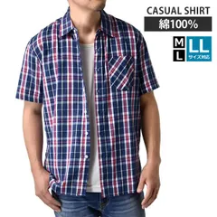 半袖シャツ 《6ブルーレッドチェック》新品 未使用 メンズ レギュラー衿 綿 カジュアルシャツ【A3O】【メール便2】ファッション メンズ M L LL 夏