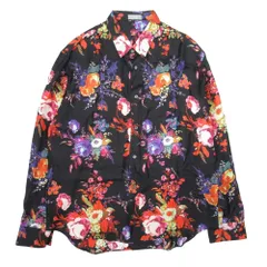 新品同様 19ss DIOR × KAWS ディオール カウズ BEE刺繍 シルクサテン シャツ フローラルプリント 花柄 ブラウス 39 黒 ブラック メンズ 古着 中古 USED