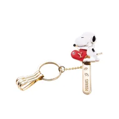 [スリーカラット] PEANUTS バッグキークリップ スヌーピー イニシャル キーホルダー バッグチャーム スヌーピー グッズ 雑貨 人気 (Y) [Y]
