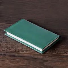 かばん屋さんのシンプルな本革レザーブックカバー★新書版★新書サイズ★グリーン