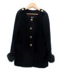 ジルバイジルスチュアート JILL by JILLSTUART ノーカラーコート ミドル丈 ファー ウール S 紺 ネイビー /HO17