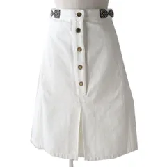 極美品△正規 22SS LOUIS VUITTON ルイヴィトン ロゴボタン・モノムグラムリボン付 ホワイトデニム 台形スカート 38 ハンガー/ガーメント付のサムネイル