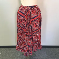 ウエストゴム ギャザーシフォンスカート フレアスカート ミモレ丈 総柄 春 夏 秋