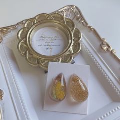 しずく　フラワー　ピアス　ハンドメイド