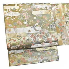 【中古】袋帯 正絹 唐織 リサイクル 金地 鳥 梅 蝶 菊 紅葉 楓 金糸 礼装用 フォーマル 上品 仕立済み 結婚式 卒業式 入学式 卒園式 入園式 七五三 お宮参り お茶会 六通 和装 着物 No.6-0440