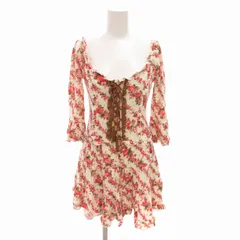 リズリサ LIZ LISA タグ付き ワンピース ミニ 花柄 レースアップ フリル F 白 ホワイト ピンク /TZ