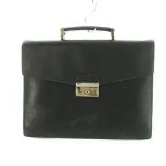 プラダ PRADA ビジネスバッグ ブリーフケース 書類カバン ロゴ サフィアーノ レザー シルバー金具 ロゴ 黒 ブラック VR0006 ■GY18 /MQ