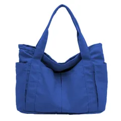 Lサイズ シンプル 6ポケット付き 軽量 帆布 大きめ トートバッグ [pieka]