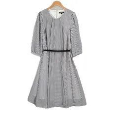 美品 Angelibe エンジェリーベ ストライプ 春夏 SS ワンピース ポリエステル ホワイト レディース M/L【古着】【中古】【送料無料】