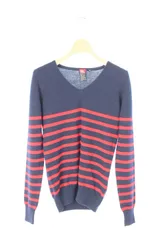 ダブルスタンダードクロージング ダブスタ DOUBLE STANDARD CLOTHING ニットセーター Vネック ボーダー 長袖 36 赤 紺 /HH ■AC