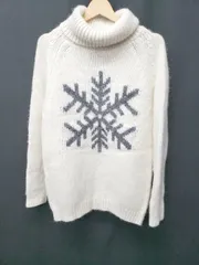 ◇ ⊇ GAP ギャップ タートルネック 半袖 ニット セーター サイズL アイボリー グレー レディース E  【1506250012408】