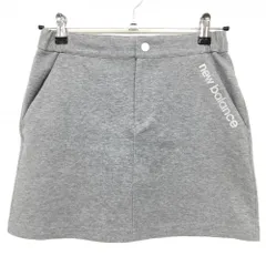 【超美品】ニューバランスゴルフ スカート 杢ライトグレー ロゴプリント レディース 00(XS) ゴルフウェア New Balance