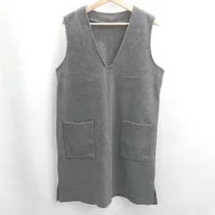 ◇ ⊇ ◎ ●未使用● La-gemme ラジェム Vネック 起毛感 膝丈 ワンピース サイズL チャコールグレー レディース E  【1412260018609】