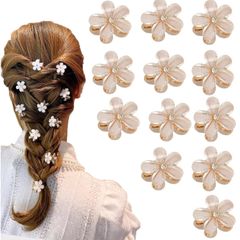 【在庫セール】可愛い ヘアピンまんまるお花 ヘアクリップ ヘアクリップ レディース ヘアアクセサリー 髪留めミニ 髪飾り 【12個セット】バンスクリップ nalaina