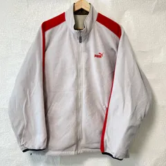 リバーシブル◎ (^w^)b PUMA プーマ 2way ジップアップ トラックジャケット ナイロン100% フリース 防寒 スポーツ 運動 トレーニング 練習 ランニング 防寒 グレー×レッド ベージュ×ブラウン メンズ 男性 サイズ M