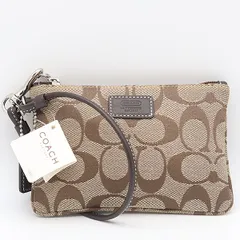 美品 コーチ ポーチ リストレット アクセサリーポーチ 小物入れ シグネチャー レザー ブラウン レディース 2000000 NSK