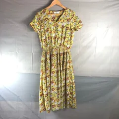 サニーレーベル Sonny Label アーバンリサーチ ワンピース ロング 半袖 花柄 Vネック プリーツ 裏地付き 黄色系 FREEサイズ 2025091400063