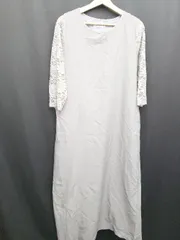 ◇ ⊂ LACE LADIES レースレディース 七分袖 ロング丈 ワンピース サイズXL ライトグレー レディース E  【1506250002546】
