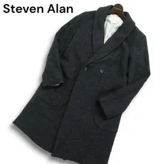 USA製★ Steven Alan スティーブンアラン 秋冬 メルトン ウール100％ 裏地ストライプ ショールカラー コート Sz.S メンズ 灰のサムネイル