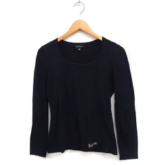 エポカ EPOCA ロングスリーブ Tシャツ カットソー オーバルネック ロゴ コットン 綿 40 ブラック 黒 /FT28のサムネイル