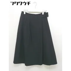 ◇ NATURAL BEAUTY BASIC ベルト ジップアップ Aライン 膝下丈 フレア スカート サイズ M ブラック レディース  【1109220011311】