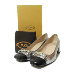 美品　Tod's トッズ　チャンキーヒール　パンプス　エナメル　ロゴ金具　38 美品 Tod's トッズ チャンキーヒール パンプス エナメル ロゴ