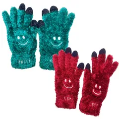 【2026年 新春セール】ラスティ RUSTY 手袋 手ぶくろ グローブ スマイル スマイリー にこちゃん 956917 5本指 防寒 レディース エメラルド レッド