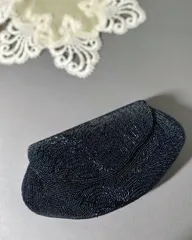 Vintage◇ネイビー濃紺◇ヴィンテージ　アンティーク　総ビーズパース　クラッチバッグ　ミニポーチ　昭和レトロ