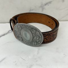 メキシコ製 ラルフローレン レザーベルト カービング ターコイズ
