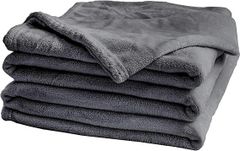 【在庫処分】VK Living 毛布 ひざ掛け ブランケット 140×200cm フランネル 柔らかな肌触り 静電防止 洗える ふんわり グレー