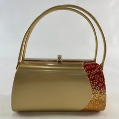 和装バッグ 美品 優品 フォーマル 桜 金彩 金色 エナメル 和装小物  【中古】