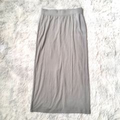 ユニクロ UNIQLO【L】ロングスカート セミタイトスカート ストレッチ グレー 薄手 春夏 無地