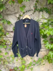 90s ポロ Ralph Lauren(ラルフローレン) ポニーロゴ ネイビー ニット セーター カーディガン 105