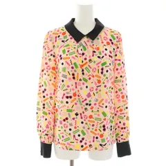 ケイトスペード KATE SPADE ダーセル Darcel シャツ ブラウス 長袖 総柄 絹 シルク 2-A S ピンク 黒 ブラック /YTのサムネイル