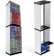 エディレス PS4対応多機能縦置きスタンド 36 枚ソフト収納 ゲームソフトラック ゲームカセット BD ディスク収納 便利グッズ タワー型 省スペース たておき PS5対応 XboxOne対応(ホワイト)